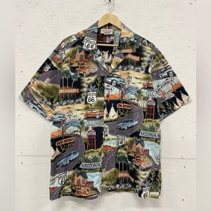 Vintage Pacific Legend “Route 66” Hawaiian AOP Button Down Shirt, Size XL